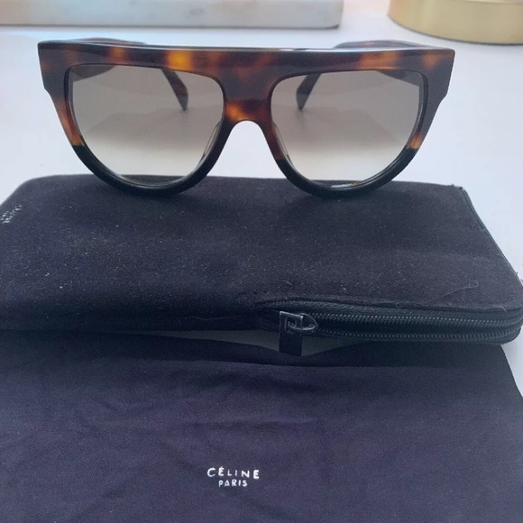 Celine Accessories - CELINÈ Shadow Sunglasses Tortoise/Black w/ Case